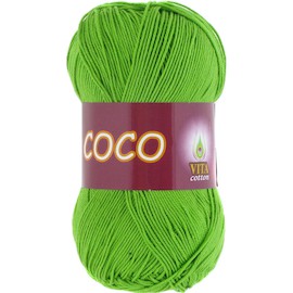 Пряжа Vita-cotton "Coco" 3861 Ярко-зелёный 100% мерсеризованный хлопок 240 м 50гр