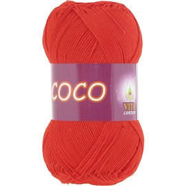 Пряжа Vita-cotton "Coco" 4319 Алый 100% мерсеризованный хлопок 240 м 50гр